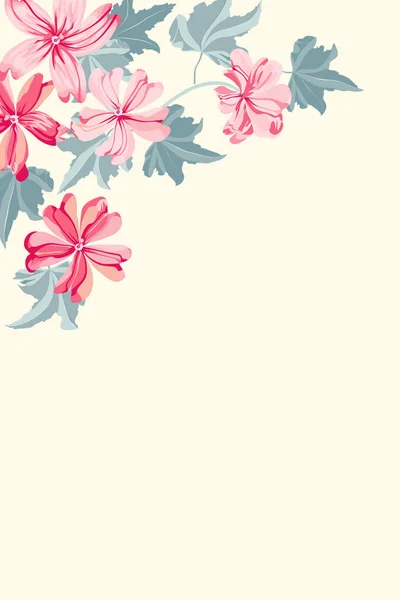 Rahmen Aus Wilden Charmanten Malvenblüten Grußkarte Einladungsvorlage Designvorlagen Für Plakate — Stockvektor