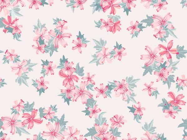 Padrão Bonito Simples Pequena Flor Bonita Malva Estilo Liberty Fundo — Vetor de Stock