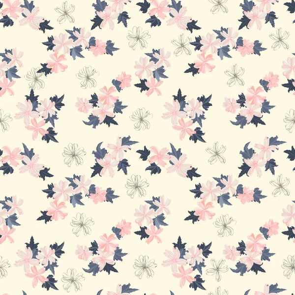 Naadloos Schattig Patroon Kleine Prachtige Bloemen Van Kaasjeskruid Vrijheidsstijl Floral — Stockvector