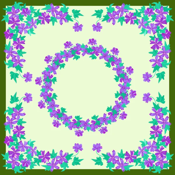 Yaban ördeği çiçeğinin çelengi. Tebrik kartı, davetiye şablonu. Poster, davetiye, takvimler için tasarım. Metin için yer.