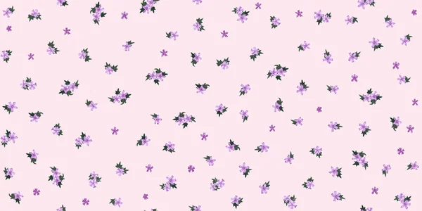 Einfaches Niedliches Muster Kleinen Lila Wunderschönen Malvenblüten Freiheitsstil Floraler Nahtloser — Stockvektor