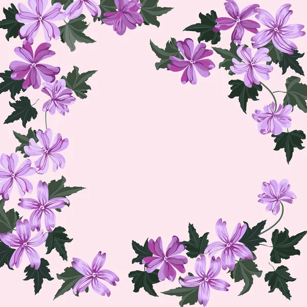 Rámeček Divokých Šarmantních Květů Sladu Pozdrav Pozvánka Design Pro Plakát — Stockový vektor
