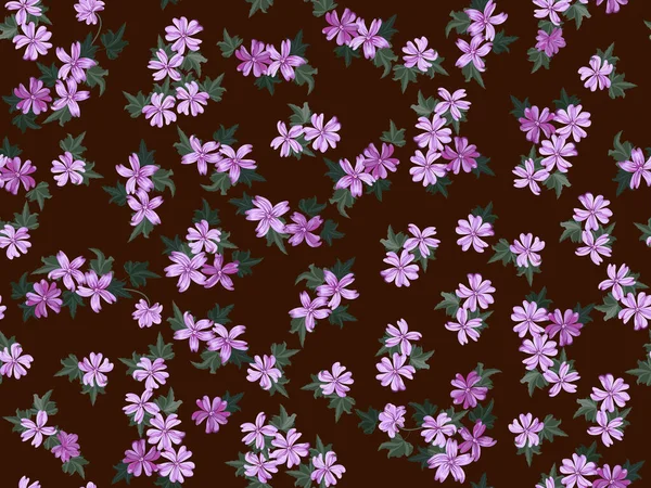 Patrón Lindo Simple Pequeñas Flores Hermosas Color Púrpura Malva Estilo — Archivo Imágenes Vectoriales