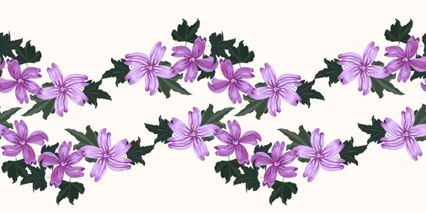 Einfaches Niedliches Muster Einer Kleinen Wunderschönen Malvenblüte Freiheitsstil Floraler Nahtloser — Stockvektor