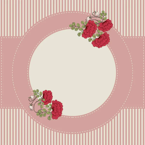 Rond Frame Van Wilde Charmante Bloemen Woede Wenskaart Template Ontwerp — Stockvector