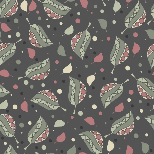 Yarı soyut yapraklar ve böğürtlenlerden vektörsüz desen. Modaya uygun renkler. Kumaş, kumaş tasarımı, duvar kağıdı için..