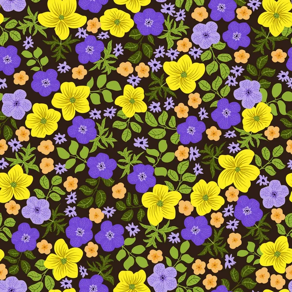 Padrão Vintage Flores Simples Buttercup Fundo Sem Costura Floral Para —  Vetores de Stock