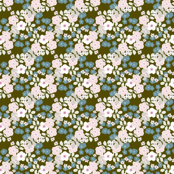 Vintage Patroon Eenvoudige Bloemen Van Boterbloem Bloemen Naadloze Achtergrond Voor — Stockvector