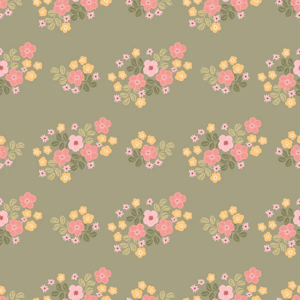 Modèle Vintage Fleurs Simples Buttercup Fond Sans Couture Floral Pour — Image vectorielle