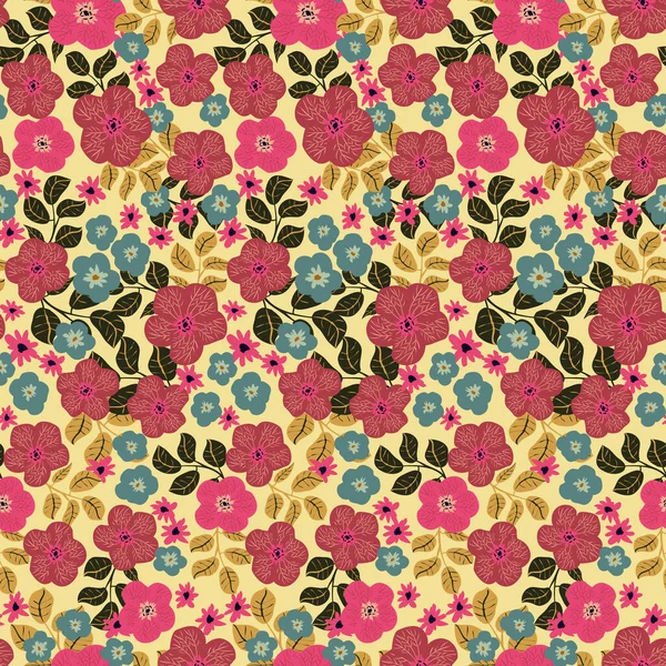 Vintage Patroon Eenvoudige Bloemen Van Boterbloem Bloemen Naadloze Achtergrond Voor — Stockvector