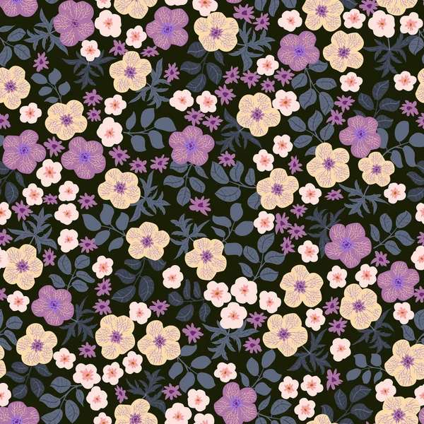 Patrón Vintage Flores Simples Buttercup Fondo Sin Costuras Floral Para — Vector de stock