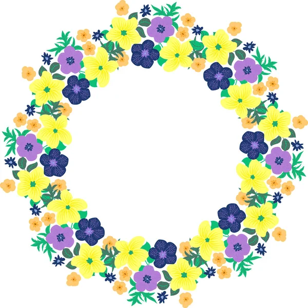 Vintage Pattern Shape Circle Simple Flowers Buttercup Floral Background Romantic — Stock Vector