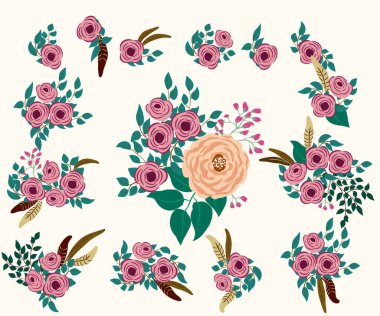 Antik halk çiçekleriyle kusursuz bitki desenleri. Pejmürde şık millefleurlar. Tekstil, duvar kağıdı, kapaklar için çiçek arkaplanı, yüzey, baskı, paket, kupür defteri, dekupaj