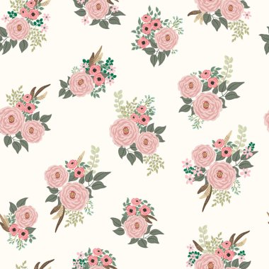 Antik halk çiçekleriyle kusursuz bitki desenleri. Pejmürde şık millefleurlar. Tekstil, duvar kağıdı, kapaklar için çiçek arkaplanı, yüzey, baskı, paket, kupür defteri, dekupaj