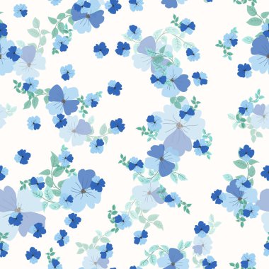 Antik halk çiçekleriyle kusursuz bitki desenleri. Pejmürde şık millefleurlar. Tekstil, duvar kağıdı, kapaklar için çiçek arkaplanı, yüzey, baskı, paket, kupür defteri, dekupaj