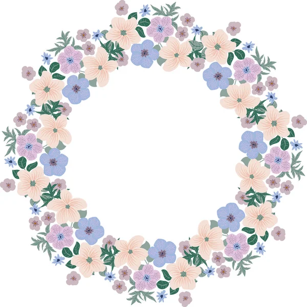 Modèle Vintage Forme Cercle Fleurs Simples Buttercup Fond Floral Pour — Image vectorielle