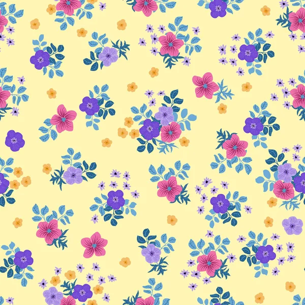 Patrón Vintage Flores Simples Buttercup Fondo Sin Costuras Floral Para — Vector de stock