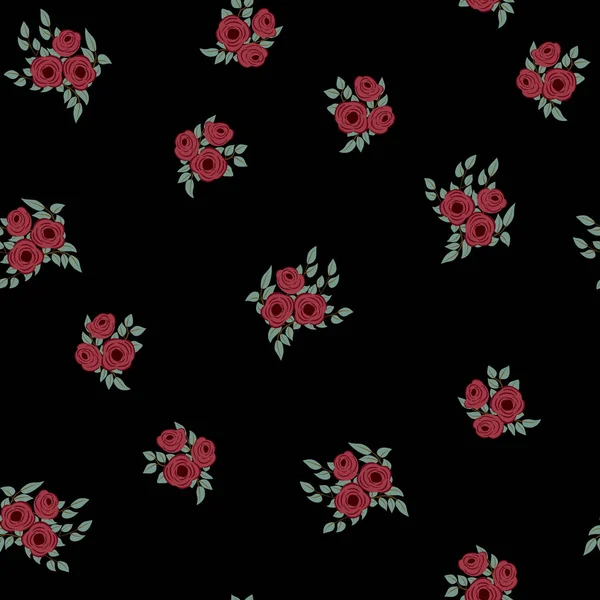 アンティークの民俗花とシームレスな植物パターン みすぼらしいシックなスタイルのミルフルール テキスタイル カバー ラップ スクラップブッキング デカッページのための花の背景 — ストックベクタ
