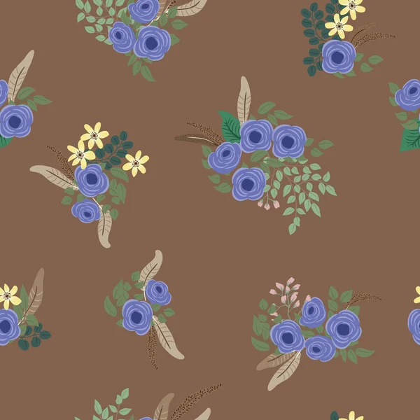 Naadloze Planten Patroon Met Antieke Volksbloemen Shabby Chique Stijl Millefleurs — Stockvector