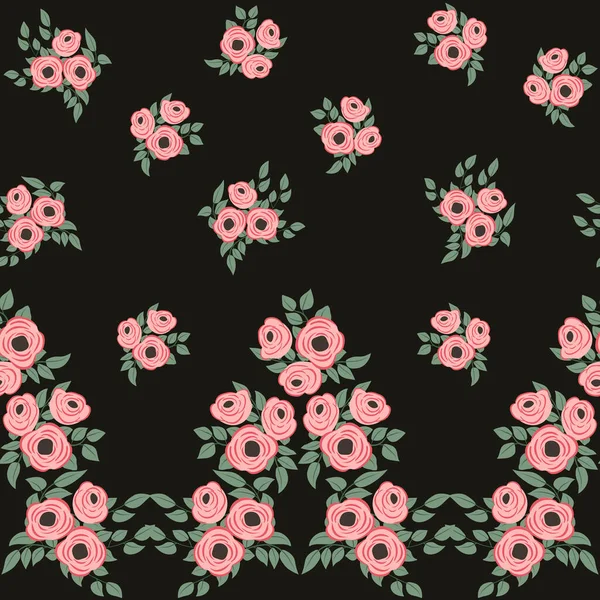 Seamless Plants Pattern Antique Folk Flowers Shabby Chic Style Millefleurs — Stock Vector