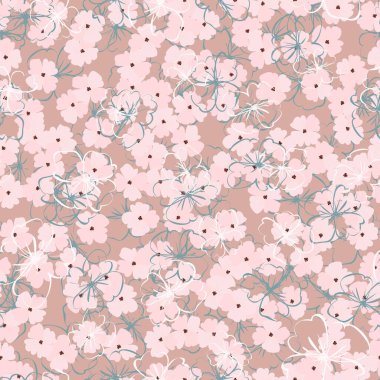 Antik halk çiçekleriyle kusursuz bitki desenleri. Pejmürde şık millefleurlar. Tekstil, duvar kağıdı, kapaklar için çiçek arkaplanı, yüzey, baskı, paket, kupür defteri, dekupaj