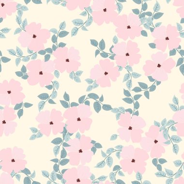 Antik halk çiçekleriyle kusursuz bitki desenleri. Pejmürde şık millefleurlar. Tekstil, duvar kağıdı, kapaklar için çiçek arkaplanı, yüzey, baskı, paket, kupür defteri, dekupaj