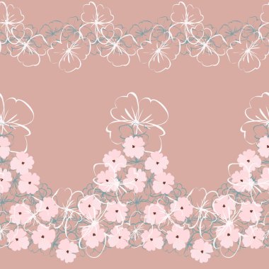 Antik halk çiçekleriyle kusursuz bitki desenleri. Pejmürde şık millefleurlar. Tekstil, duvar kağıdı, kapaklar için çiçek arkaplanı, yüzey, baskı, paket, kupür defteri, dekupaj