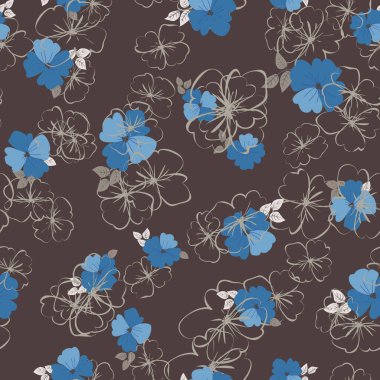 Antik halk çiçekleriyle kusursuz bitki desenleri. Pejmürde şık millefleurlar. Tekstil, duvar kağıdı, kapaklar için çiçek arkaplanı, yüzey, baskı, paket, kupür defteri, dekupaj