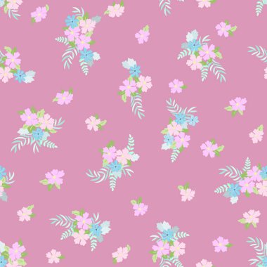 Antik halk çiçekleriyle kusursuz bitki desenleri. Pejmürde şık millefleurlar. Tekstil, duvar kağıdı, kapaklar için çiçek arkaplanı, yüzey, baskı, paket, kupür defteri, dekupaj