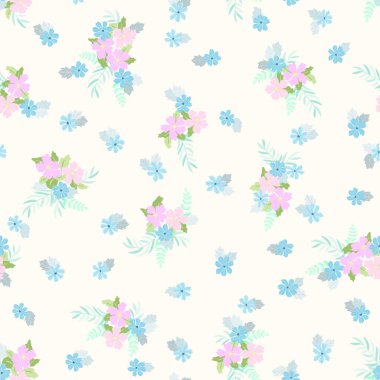 Antik halk çiçekleriyle kusursuz bitki desenleri. Pejmürde şık millefleurlar. Tekstil, duvar kağıdı, kapaklar için çiçek arkaplanı, yüzey, baskı, paket, kupür defteri, dekupaj