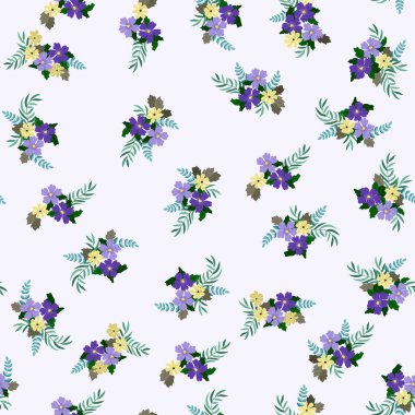 Antik halk çiçekleriyle kusursuz bitki desenleri. Pejmürde şık millefleurlar. Tekstil, duvar kağıdı, kapaklar için çiçek arkaplanı, yüzey, baskı, paket, kupür defteri, dekupaj