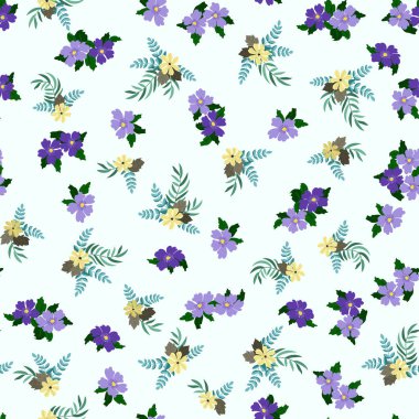 Antik halk çiçekleriyle kusursuz bitki desenleri. Pejmürde şık millefleurlar. Tekstil, duvar kağıdı, kapaklar için çiçek arkaplanı, yüzey, baskı, paket, kupür defteri, dekupaj