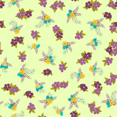 Antik halk çiçekleriyle kusursuz bitki desenleri. Pejmürde şık millefleurlar. Tekstil, duvar kağıdı, kapaklar için çiçek arkaplanı, yüzey, baskı, paket, kupür defteri, dekupaj