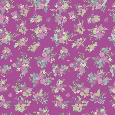 Antik halk çiçekleriyle kusursuz bitki desenleri. Pejmürde şık millefleurlar. Tekstil, duvar kağıdı, kapaklar için çiçek arkaplanı, yüzey, baskı, paket, kupür defteri, dekupaj