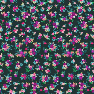 Antik halk çiçekleriyle kusursuz bitki desenleri. Pejmürde şık millefleurlar. Tekstil, duvar kağıdı, kapaklar için çiçek arkaplanı, yüzey, baskı, paket, kupür defteri, dekupaj