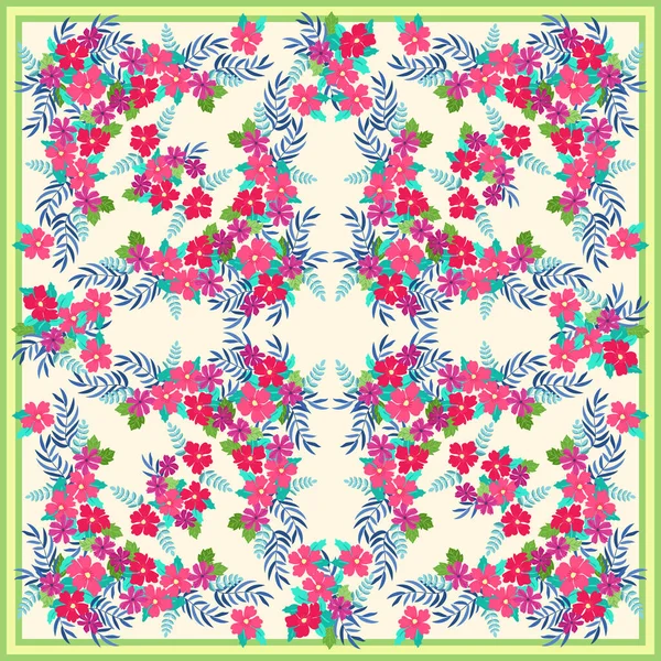 可愛い花から花丸枠 グリーティングカードのテンプレート ポスター ティーシャツ 家の装飾のためのデザインアートワーク 夏の野生の花の花輪 — ストックベクタ