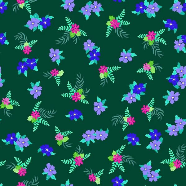 Naadloze Planten Patroon Met Antieke Volksbloemen Shabby Chique Stijl Millefleurs — Stockvector