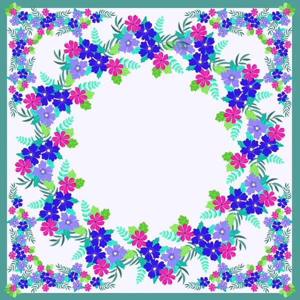 Квіткова Кругла Рамка Милих Квітів Шаблон Вітальних Листівок Дизайн Ілюстрації — стоковий вектор