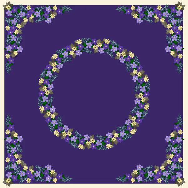 Cadre Rond Floral Jolies Fleurs Modèle Carte Vœux Création Art — Image vectorielle