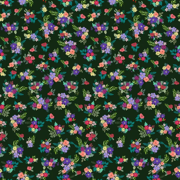 Бесшовный Рисунок Растений Античными Народными Цветами Обветшалые Шикарные Милльфлёры Цветочный — стоковый вектор
