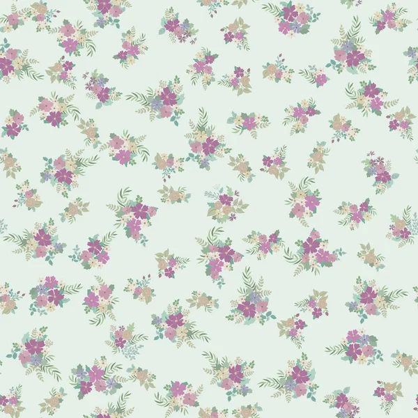 Naadloze Planten Patroon Met Antieke Volksbloemen Shabby Chique Stijl Millefleurs — Stockvector