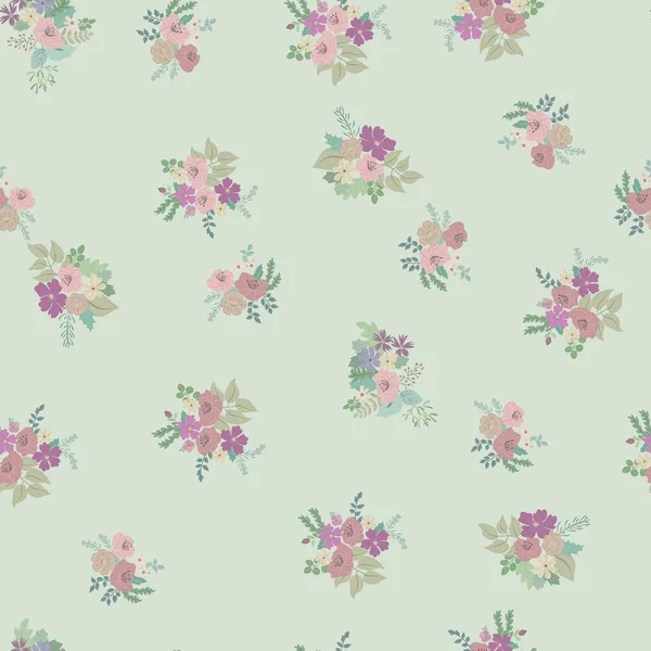 Nahtloses Pflanzenmuster Mit Antiken Volksblumen Shabby Chic Style Millefleurs Floraler — Stockvektor