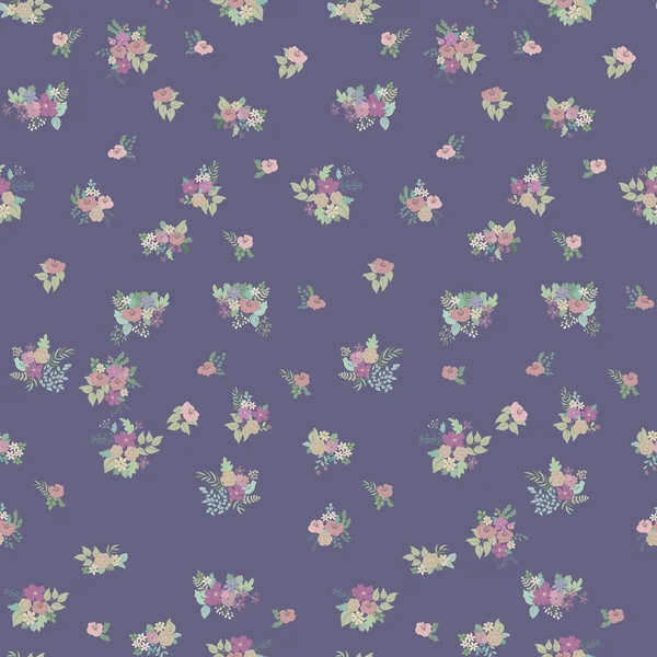 Naadloze Planten Patroon Met Antieke Volksbloemen Shabby Chique Stijl Millefleurs — Stockvector