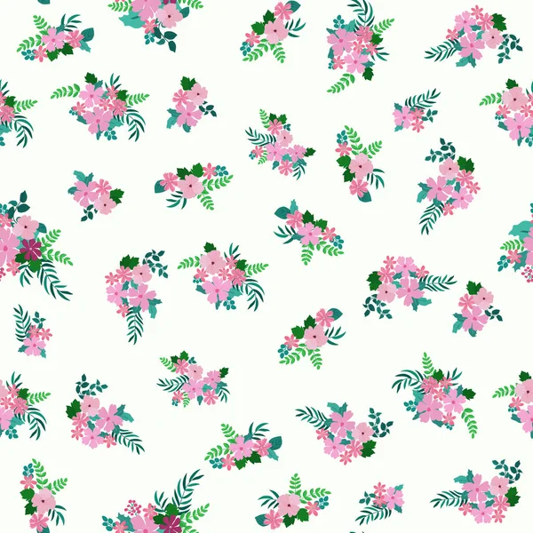 Seamless Plants Pattern Antique Folk Flowers Shabby Chic Style Millefleurs — Stock Vector