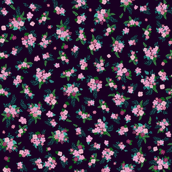 Nahtloses Pflanzenmuster Mit Antiken Volksblumen Shabby Chic Style Millefleurs Floraler — Stockvektor