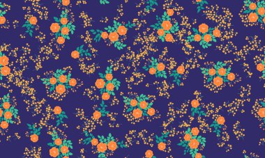 Antik halk çiçekleriyle kusursuz bitki desenleri. Pejmürde şık millefleurlar. Tekstil, duvar kağıdı, kapaklar için çiçek arkaplanı, yüzey, baskı, paket, kupür defteri, dekupaj