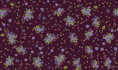 Antik halk çiçekleriyle kusursuz bitki desenleri. Pejmürde şık millefleurlar. Tekstil, duvar kağıdı, kapaklar için çiçek arkaplanı, yüzey, baskı, paket, kupür defteri, dekupaj