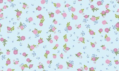 Antik halk çiçekleriyle kusursuz bitki desenleri. Pejmürde şık millefleurlar. Tekstil, duvar kağıdı, kapaklar için çiçek arkaplanı, yüzey, baskı, paket, kupür defteri, dekupaj