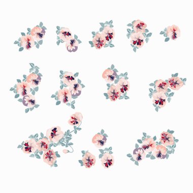 Küçük çaplı çiçeklerde zarif, nazik bir moda. Millefleur 'lar kumaş, pamuk kumaş, kapak, imalat, duvar kağıtları, baskı, hediye, koleksiyon defteri için çiçeksiz arka plan.