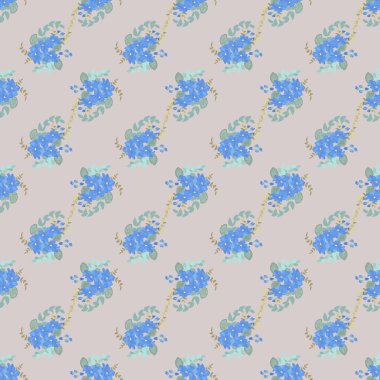 Basit, pürüzsüz çiçek deseni ve parlak renkli küçük çiçekler. Moda Millefleur 'ları. Moda baskıları için zarif bir şablon